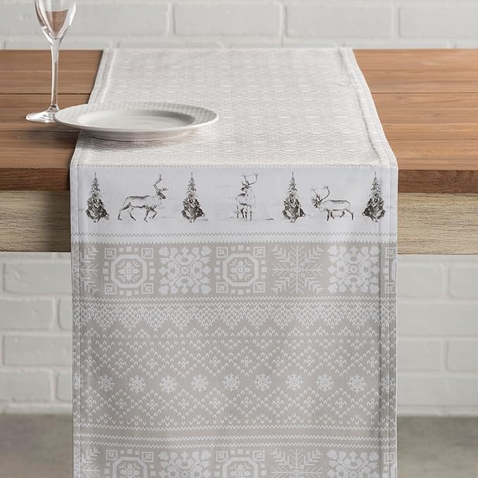 Maison d' Hermine Table Runner 100% Cotton Double Layer Table Runners 108 inches Long for Thanksgiving Christmas Decorations Home Kitchen Dining Party Wedding (Cozy Christmas, 14.5" x 108")