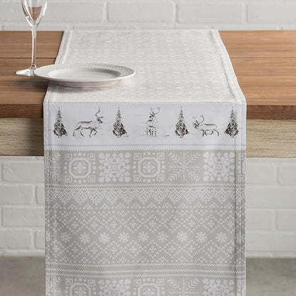 Maison d' Hermine Table Runner 100% Cotton Double Layer Table Runners 108 inches Long for Thanksgiving Christmas Decorations Home Kitchen Dining Party Wedding (Cozy Christmas, 14.5" x 108")