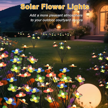Solar Flower Lights Outdoor Waterproof 6 Pack of 32 LEDs Garden Solar Firefly Lights Decorative for Garden, Yard, Backyard