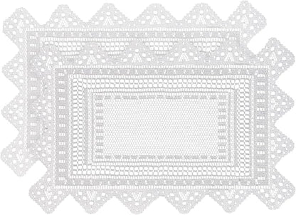 Jayla 2 Pcs Rectangle Lace Placemats for Tables Embroidered Lace Tablemats Vintage Crochet Floral Table Runner Vintage Wedding, Tea Party Decor,12x17 Inch