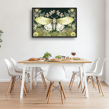 Moth Large Decor Wall Art Framed Pictures for Living Room, Butterfly Insect Oversized Canvas Print Painting Modern Extra Large Framed Artwork for Bedroom Office Home Decor 36"x24"