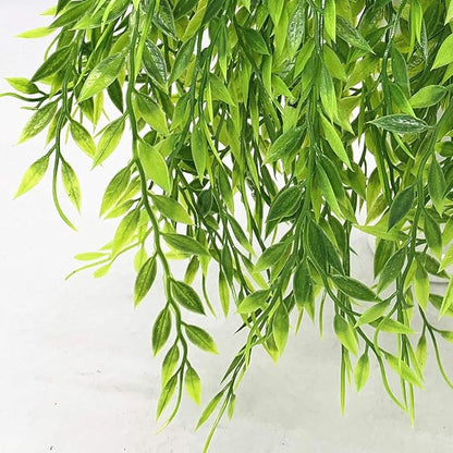 PASYOU Artificial Willow, Plastic Plants Greenery Leaves Fake Hanging Vine Faux Ivy for Home Indoor Outdoor Garden Door Wall DIY Basket Planter Filler Wedding Party Decoration UV Resistant - 4 Pack