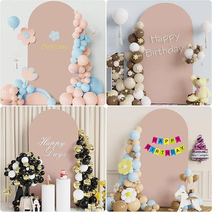 Wokceer 6.6FT Wedding Arch Cover Spandex Fitted Wedding Arch Stand Covers Round Top Chiara Arch Backdrop Cover for Birthday Party Ceremony Banquet Decoration Nude