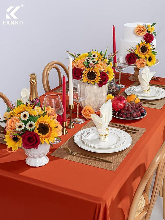 FANKO Artificial Flowers Light Orange Rose: Mixed Fake Silk Flowers Combo Red Rose Sunflower White Daisy Assorted Blooms for DIY Wedding Bridal Bouquets/Centerpieces/Home Decor
