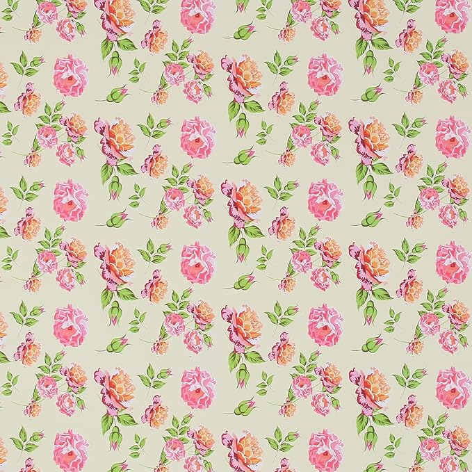 Aimyoo Ivory Floral Wrapping Paper Jumbo Roll 17 in x 60 ft, Vintage Peony Flower Gift Wrap for Wedding Bridal Shower Women Birthday