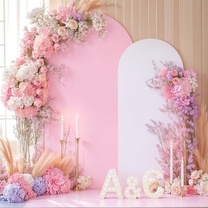 Pink White Arch Backdrop Cover Set of 2 Arch Covers 7.2 and 6ft Wedding Arch Cover Stretchy Backdrop Bridal Baby Shower Birthday Party Arches Stand Covers Spandex