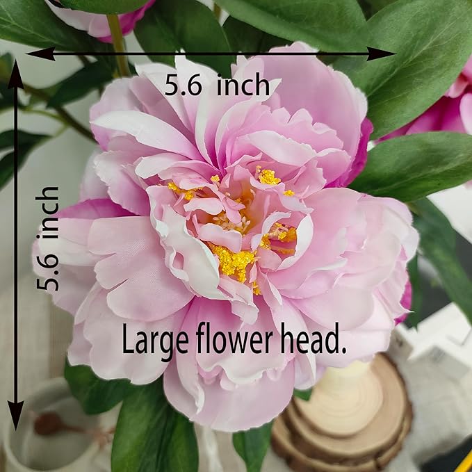 Purple Pink Peonies Artificial Flowers,5 Pcs Fake Silk Peonies with Stems Real Look,Peony Bush for Home Decor (5, Purple Pink)