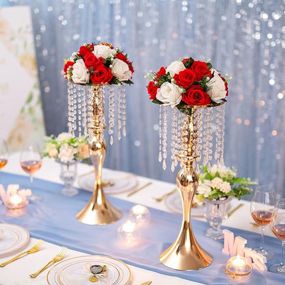 Flower Centerpieces for Wedding Tables: Wedding Table Decorations Red & White Flower Balls Centerpieces for Engagement Cerebration Party Center Pieces 2 Packs