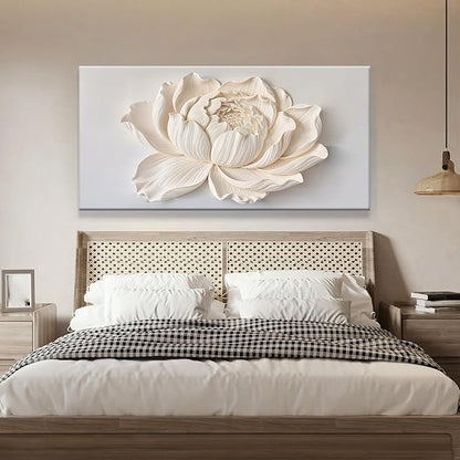 TAIJXAGSG Modern Wall Art White Flower Canvas Art Wall Decor Wall Decor Prints Painting Wall Art Picture For Bedroom Living Room Dining Room Home Office Artwork 24"×48" Ready To Hang