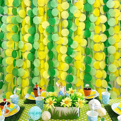 205Ft Yellow Green Party Decorations Ombre Green Yellow Circle Dot Backdrop Garland Tissue Paper Polka Dots Hanging Streamer for Spring Summer Birthday Engagement Wedding Bridal Shower Party Supplies