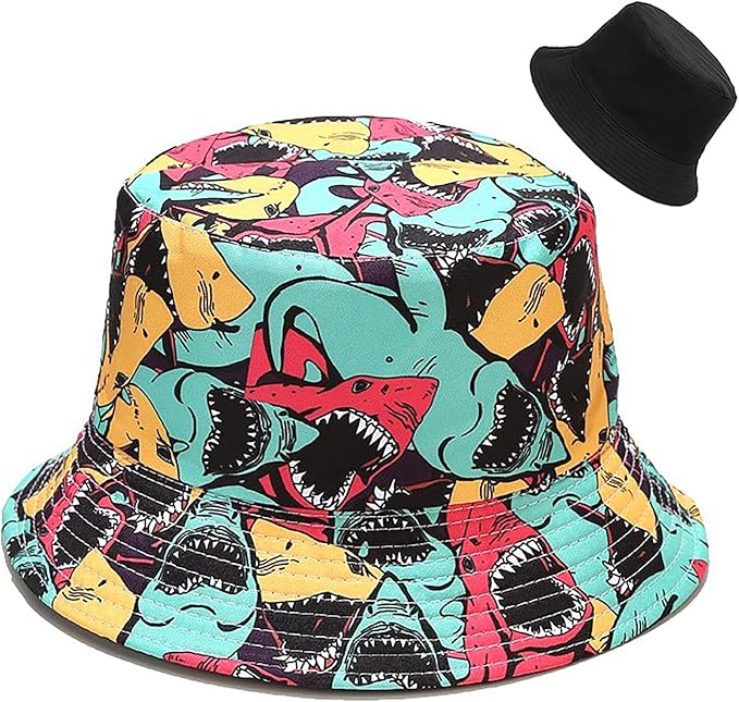 Malaxlx Unisex Bucket Hat Beach Sun Hat Aesthetic Fishing Hat for Men Women Teens, Reversible Double-Side-Wear