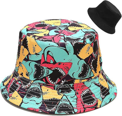 Malaxlx Unisex Bucket Hat Beach Sun Hat Aesthetic Fishing Hat for Men Women Teens, Reversible Double-Side-Wear