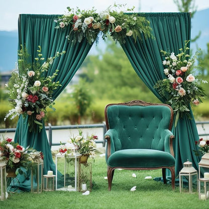 Hunter Green Backdrop Curtain-Wrinkle-Free Polyester Fabric Green Photography Curtains for Wedding Party Photo Background Decorations- 8 X10FT (Hunter Green)