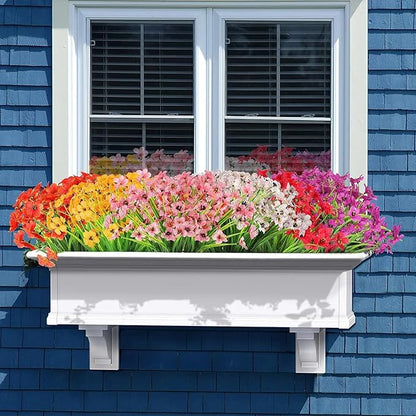 MACTING Spring Artificial Flowers for Outdoors 6 Bundles Fake Flowers UV Resistant Faux Plastic Plants No Fade for Planters Window Box Patio Porch Garden Yard Indoor Outside Decorations(Mix Color-1)