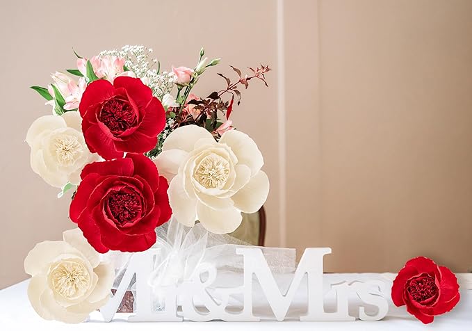 6 pcs 3D Paper Flower Decoration for Party, Wedding Decoration, Background Wall, Nursery Room Decoration, Bridal Shower, Baby Shower (Red,Set/6)