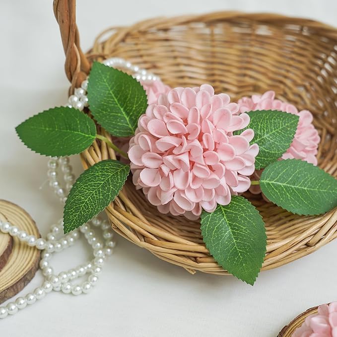 Artificial Flowers, 50pcs Realistic Artificial Rose for DIY Wedding Bouquets Centerpieces Arrangements, Pink Dahlia Flowers with Stem for Bridal Shower Party Home Decorations