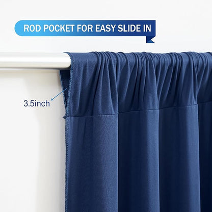 Navy Blue Backdrop Curtains-Wrinkle-Free Navy Blue Curtains Polyester Photography Drapes Wedding Background for Baby Shower Birthday Graduation Party Decorations - 8 X10FT