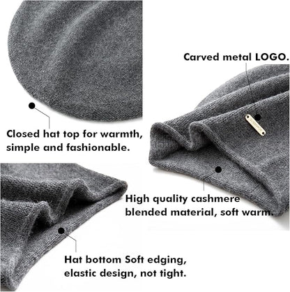 QUEENFUR Knit Slouchy Beanie Hats for Women Cashmere Ski Cap Knitted Wool Soft Warm Winter Hat