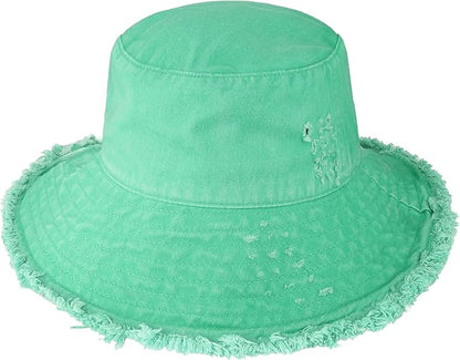 CHOK.LIDS Frayed Bucket Hats for Women Men Unisex Trendy Washed Cotton Floppy Wide Brim Boonie Outdoor Summer Beach Headwear