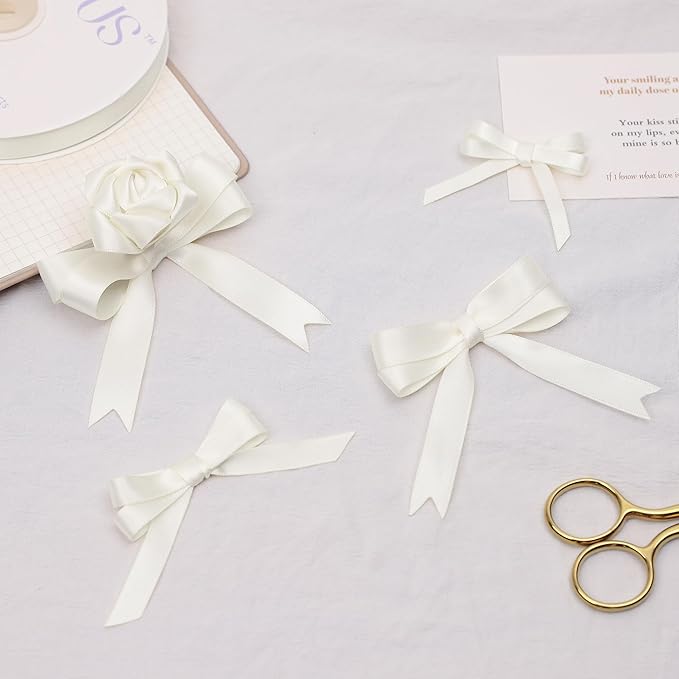 Antique White Satin Ribbon, Double Faced 5/8 Inch X 50 Yards Antique White Ribbon, Premium Satin Ribbon for Gift Wrapping, Crafts, Hair Bow Making, Sewing, Flower Bouquet, Wedding Party Decor