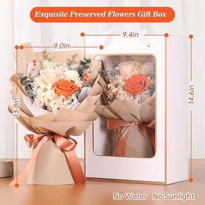 Jtoder Forever Flowers for Delivery, Preserved Flower Bouquets, Long Lasting Pink Roses, Gifts Bouquet for Mother Wife Girlfriend on Festivals Birthday Anniversary