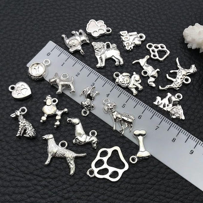 WOCRAFT 60pcs Bright Silver Dogs Bracelet Charms for Jewelry Making Sets DIY Necklace Bracelet Keychain Crafting Charms Kit Craft Supplies (SN861)