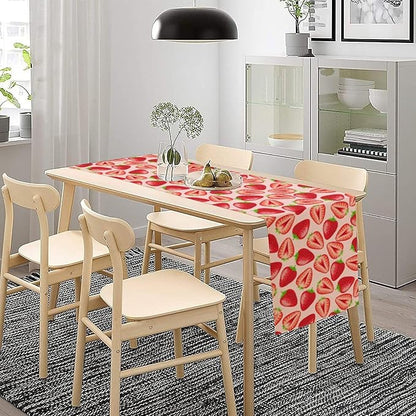 Strawberry Table Runner, Spring Summer Fruit Birthday Party Decorations Dining Room Home Kitchen Table Decor 13 x 70In
