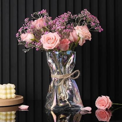Colorful Irregular Shaped Modern Minimalist Glass Vase - Fashionable Multi-Use Home Decor for Flowers, Centerpiece, Kitchen, Office, Wedding & Holiday