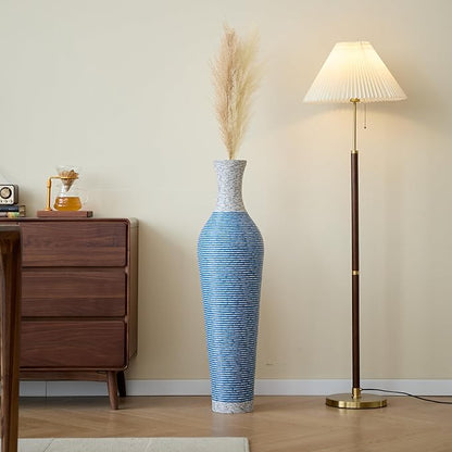 Large Hand-Woven Bamboo Floor Vase, Tall Home Decor Floor Vase for Fake Flower Dried, Flower Holder for Living Room, Bedroom, Dining Room, Entryway, Hallway