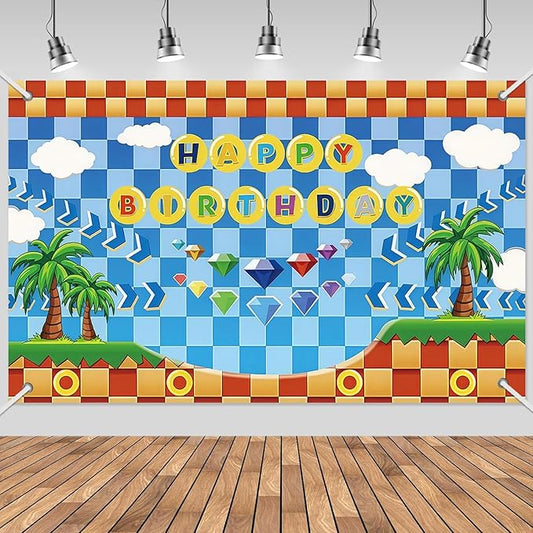 3x5ft Cartoon Game Birthday Backdrop, Happy Birthday Decoration Background, Cute Funny Game Theme Party Supplies Outdoor Indoor Photo Banner