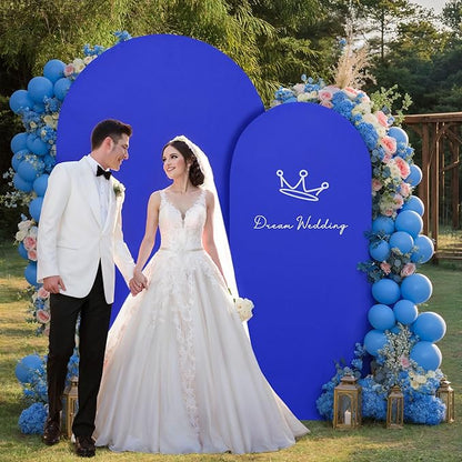 Royal Blue Arch Backdrop Covers - 7.2FT, 6FT Spandex Fitted Wedding Arch Stand Covers Round Top Chiara Stretchy Arch Backdrop Cover for Wedding Birthday Party Decoration