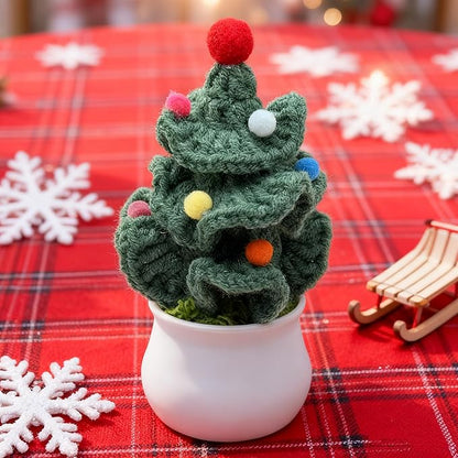 Handmade Crochet Christmas Tree - Cute Knit Mini Tabletop Decor, Sustainable Eco-Friendly Gift for Friends, Holiday Home & Office Decoration