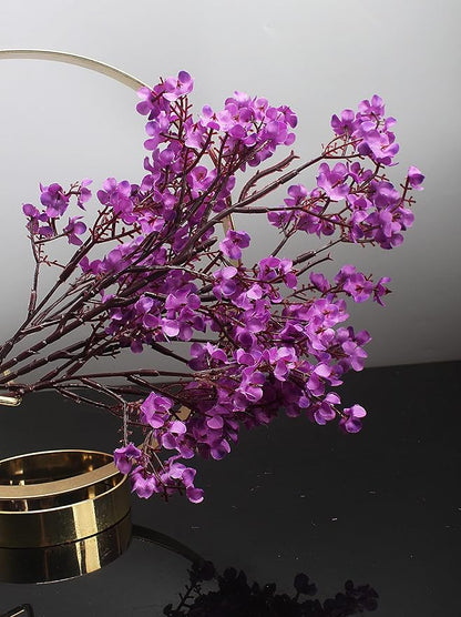 10pcs Babys Breath Artificial Flowers With Vase Gypsophila Bouquet Bulk Fake Spring Silk Flowers Real Touch Faux Floral for Home Bedroom Kitchen Garden Wedding Christmas DIY Decor (Purple)