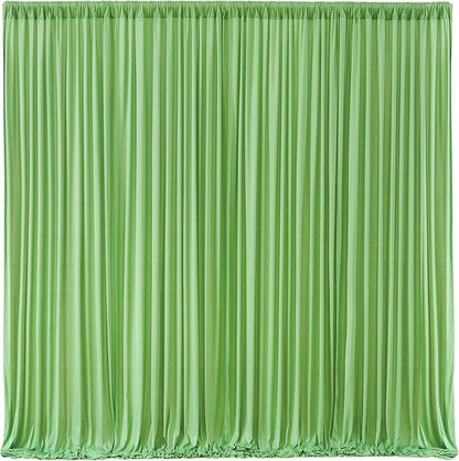 Sage Green Backdrop Curtain 8 Panels-Wrinkle-Free Green Curtains Polyester Photography Drapes for Baby Shower Birthday Party Photo Background Backdrop Stand- 32 X10FT (Sage Green)
