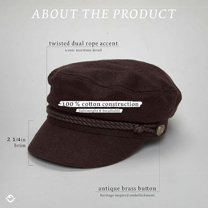 Funky Junque Newsboy Hat for Women – Trendy Greek Fisherman Cap, Classic Women's Baker Boy Newsies Hat, Ladies Fashion Caps