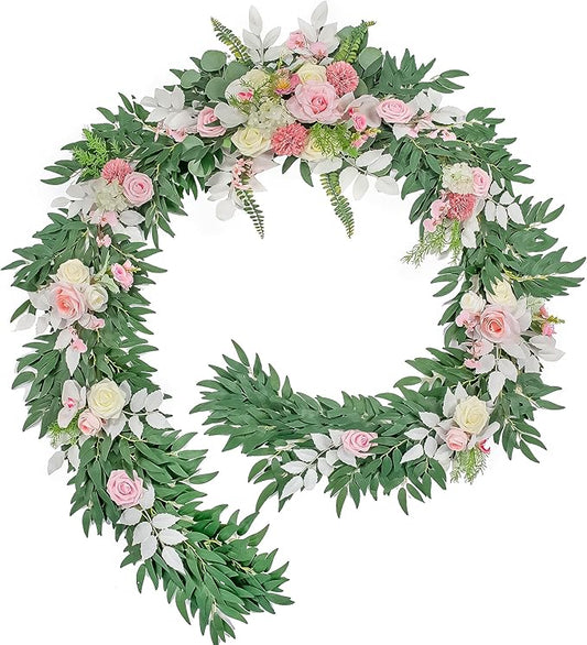 9FT Wedding Arch Flower Garland, Handmade Wedding Table Decorations,Head Table Floral Decor for Noble and Charming Wedding Ceremony