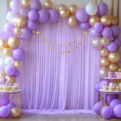 Lavender Tulle Backdrop Curtains for Parties Baby Shower Birthday Wedding 10ft X 10ft Sheer Backdrop Curtains for Butterfly Elephant Memaid Photoshoot Decorations