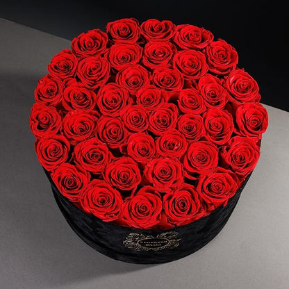 40 Pieces Preserved Roses in Suede Box, Flowers for Mothers Day, Preserved Flowers Gift for Women, Red