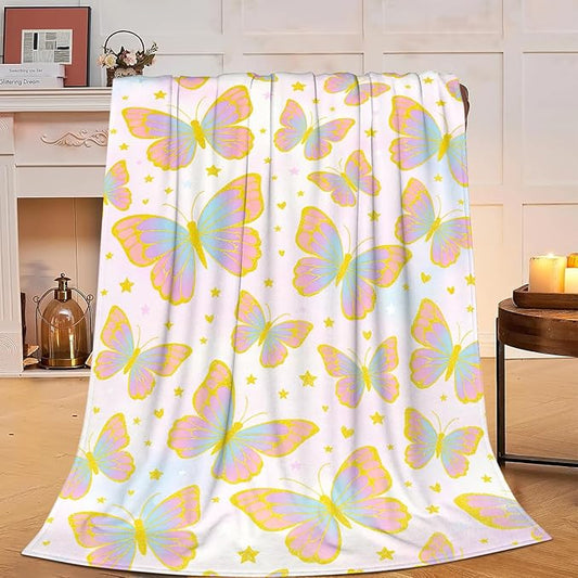 Butterfly Blanket for Women Butterflies Throw Blanket Soft Cozy Fleece Fuzzy Stuffed Plush Flannel Animal Gifts for Girls Kids Adults 50"X60"