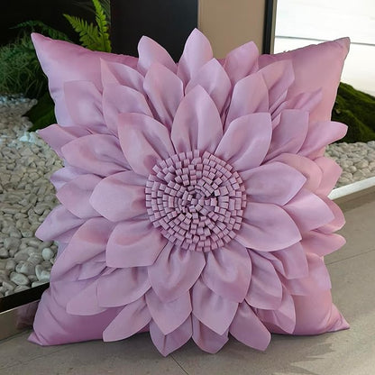 Bella's Giftshop 3D Sunflower Decorative Throw Pillow Covers for Bed Sofa Couch Car, Accent Floral Taffeta Cushion Cover, Handmade Pillow Cases Living Room Decor, 17x17 Inch-Purple/Lavender