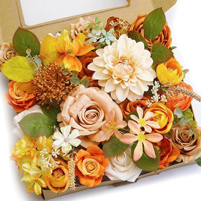 Fall Artificial Flowers Combo Box Wedding Decor,Fake Flowers,Flowers for Decoration,Silk Flowers for Home Decor Indoor,Cake Flowers,Faux Flowers for Crafts