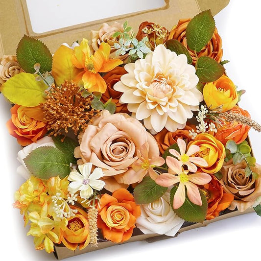Fall Artificial Flowers Combo Box Wedding Decor,Fake Flowers,Flowers for Decoration,Silk Flowers for Home Decor Indoor,Cake Flowers,Faux Flowers for Crafts