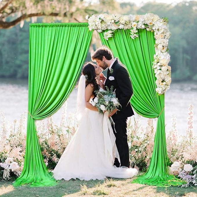 10 x 10 Feet Emerald Green Backdrop Curtain for Partie, Background Curtains for Photoshoot, Birthday, Wedding, Halloween, Thanksgiving, Christmas, New Year Party Decorations 5Ft x 10Ft, 2 Panels