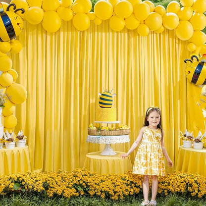Yellow Backdrop Curtains-Wrinkle-Free Polyester Photography Drapes Party Curtain Background for Baby Shower Wedding Decorations- 8 X10FT (Yellow)