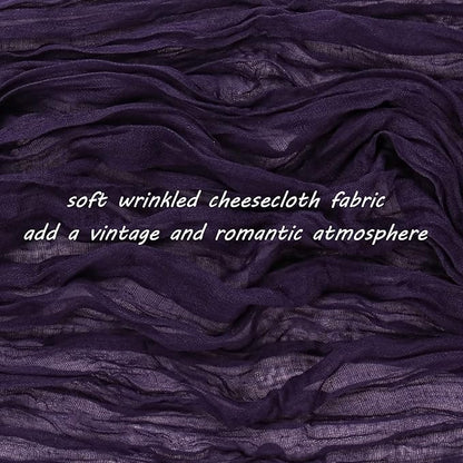 12 Pack Cheesecloth Table Runner 35x72 Inch Boho Gauze Table Runner Rustic Cheese Cloth Long Romantic Table Runners for Wedding Bridal Shower Birthday Party Table Decor (Dark Purple)