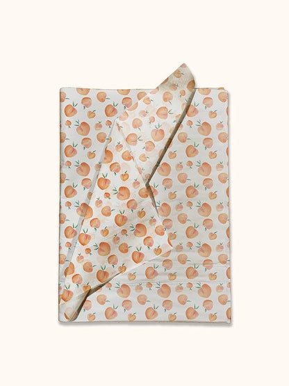 Pro Supply Global Peaches Printed Tissue Paper for Gift Bags or Boxes and Wrapping - Summer Bulk Decorative Art Tissue Paper for Packaging and Gifting | 24 Sheets 20" x 30"