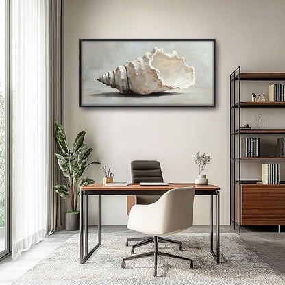 Seashell Large Decor Wall Art Framed Pictures for Living Room, Ocean Seashell Oversized Canvas Print Painting Modern Extra Large Framed Artwork for Bedroom Office Home Decor 60"x30"