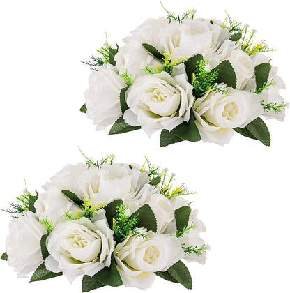Flower Centerpieces for Wedding Tables: Wedding Table Decorations White Flower Balls Centerpieces for Engagement Cerebration Party Center Pieces 2 Packs