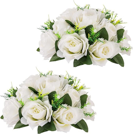 Flower Centerpieces for Wedding Tables: Wedding Table Decorations White Flower Balls Centerpieces for Engagement Cerebration Party Center Pieces 2 Packs