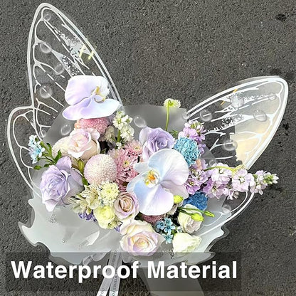 LLBWKC 20 Sets Butterfly Flower Wrapping Paper, Waterproof Butterfly Flower Bouquet Wrapping Paper, OPP Clear Floral Wraps for Florist Supplies, Gift Packaging, DIY Craft 20x22 in (Green